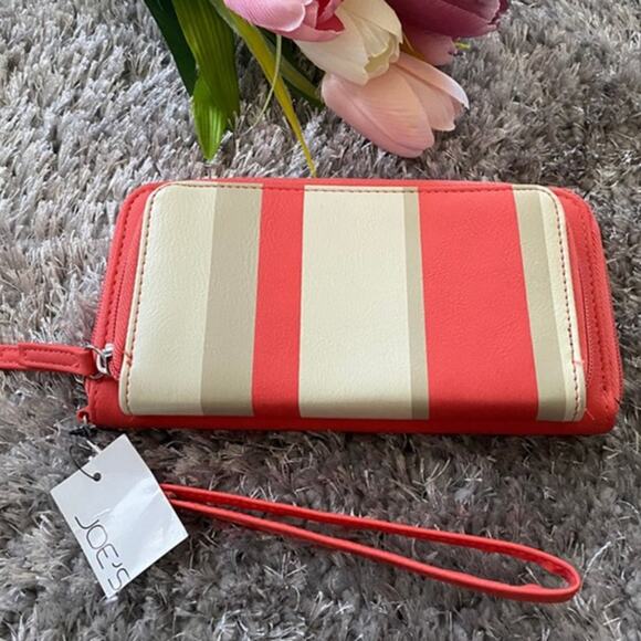 Joe's Jeans Handbags - Joe's Wristlet Wallet Summer Colors Coral Striped Travel Purse